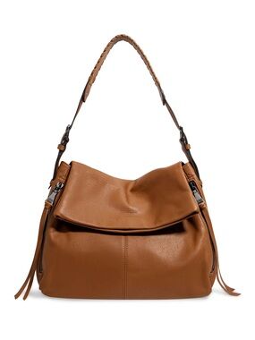 Aimee Kestenberg Bali Leather Hobo Bag Chesnut Brown Gunmetal